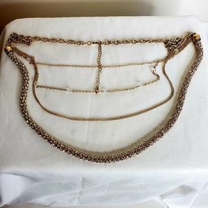 Gold tone 4 chain bling neckless 32" long